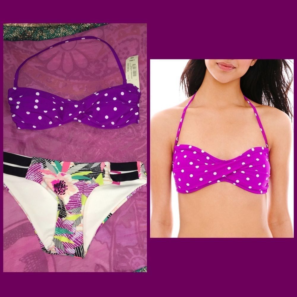 Arizona Polka Dot Bandeau Bikini Top Sz XS